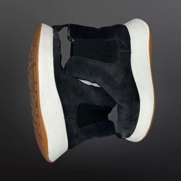 Women’a FitFlop F-MODE Black Suede Flatform Chelsea Boots Suze 5 - Picture 3 of 8